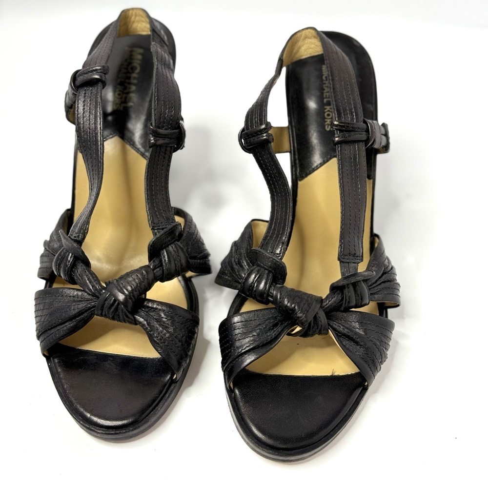 Michael Kors Black Strappy Sling Back Open Toe Pumps Size 8.5